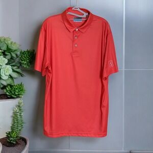 PGA TOUR Golf Polo Shirt Moisture Wicking Athletic‎ Fit orange Gingham Mens M